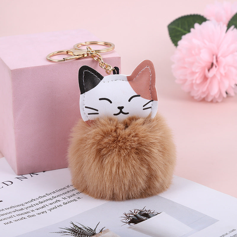 Wholesale Lucky Cat Imitation Rex Rabbit Fur Keychains